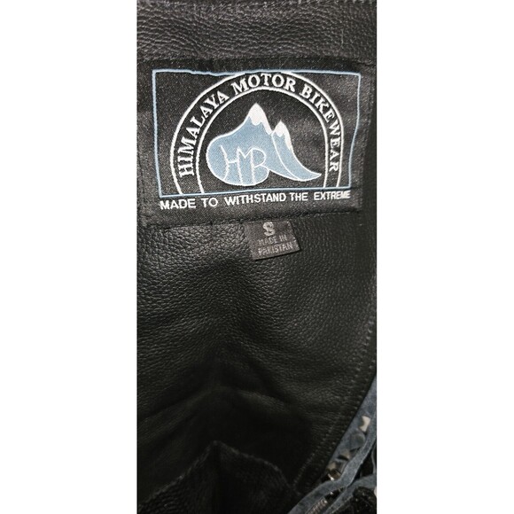 HIMALAYA MOTOR BIKE WEAR 100% Leather Chaps Size Small Zipper Motorcycle Black - Picture 8 of 11